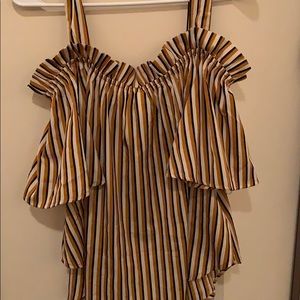 Striped cold shoulder top